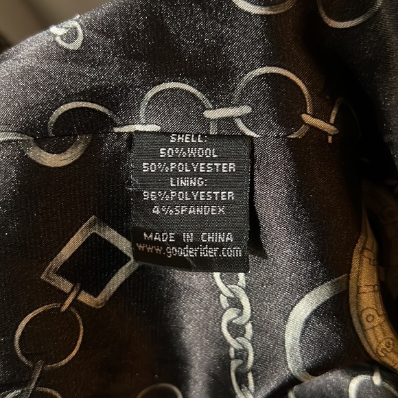 Wool Blend Double Breasted Herringbone Coat w Faux Fur Collar Black White - Picture 8 of 8